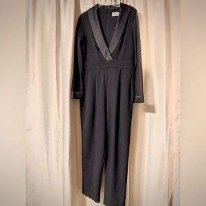 Eliza J Black Satin-Trim Jumpsuit